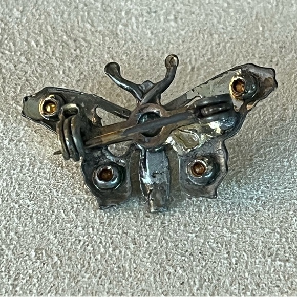 Antique Silver Insect Brooch with Blue and White Stones - Picture 7 of 8